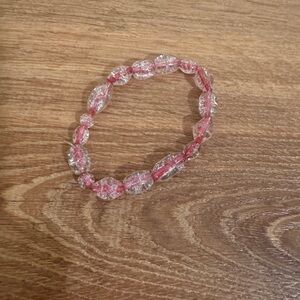 Pink Clear Beaded Stretch Bracelet​